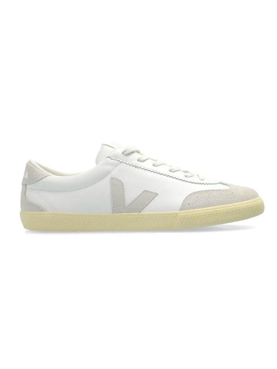 Veja White Volley Leather Low-Top Sneakers, Sz 10w/8m